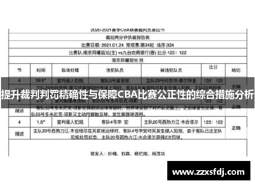 提升裁判判罚精确性与保障CBA比赛公正性的综合措施分析